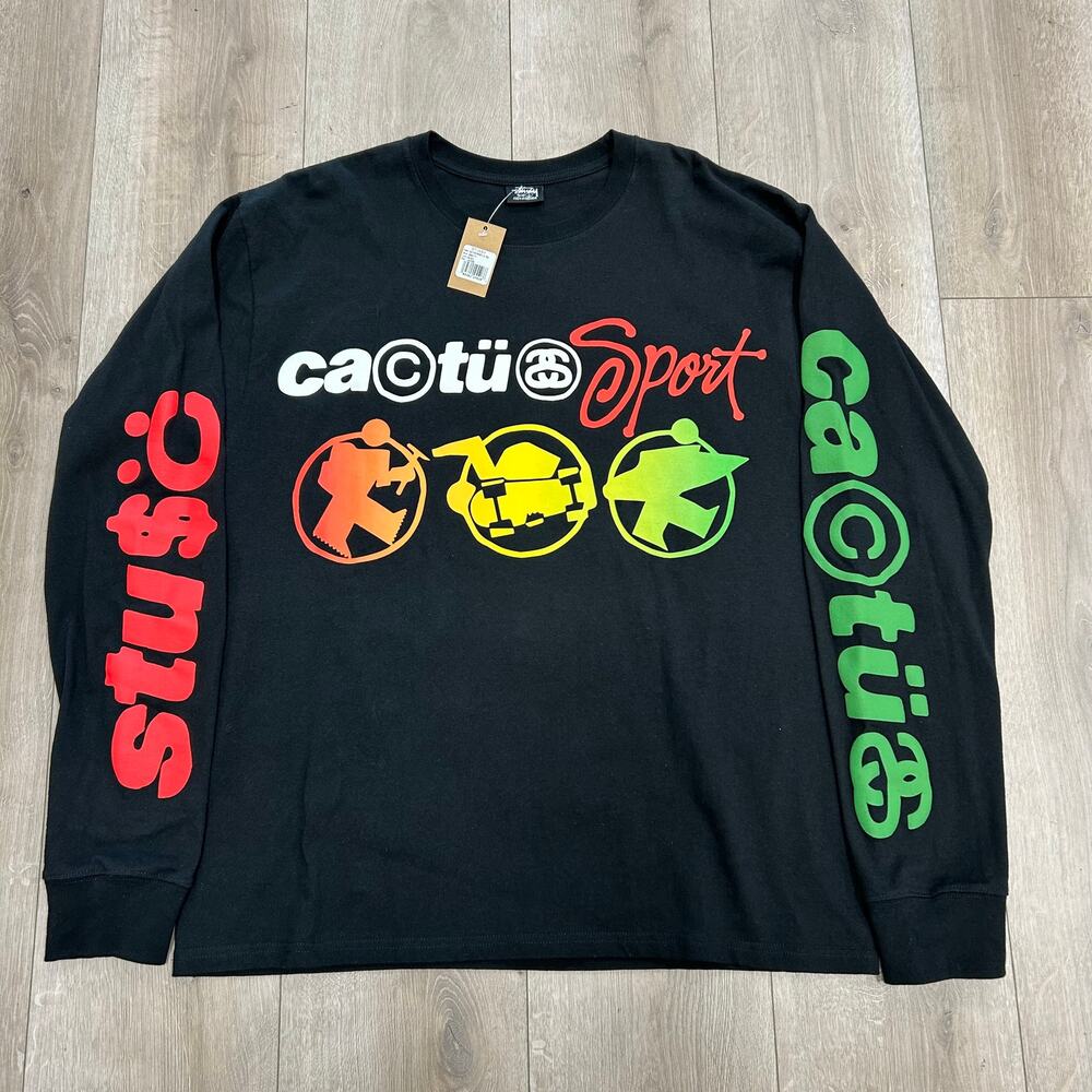 Stussy x Cactus Plant Flea Market Sport Long-Sleeve Tee Shirt Black Size L SF